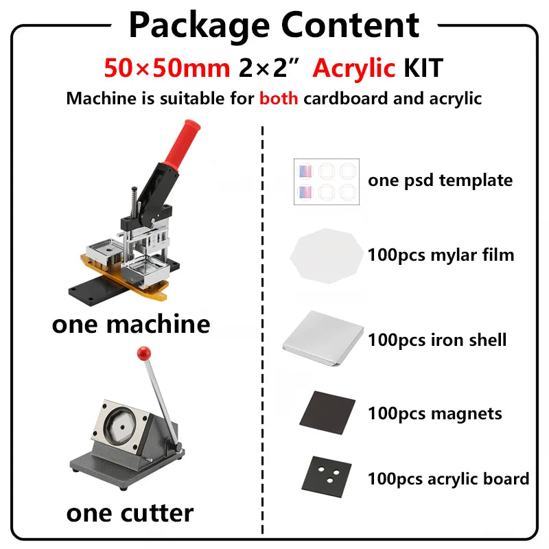 Fridge Magnet Button Making Machine With Cutter And 100pcs Materials