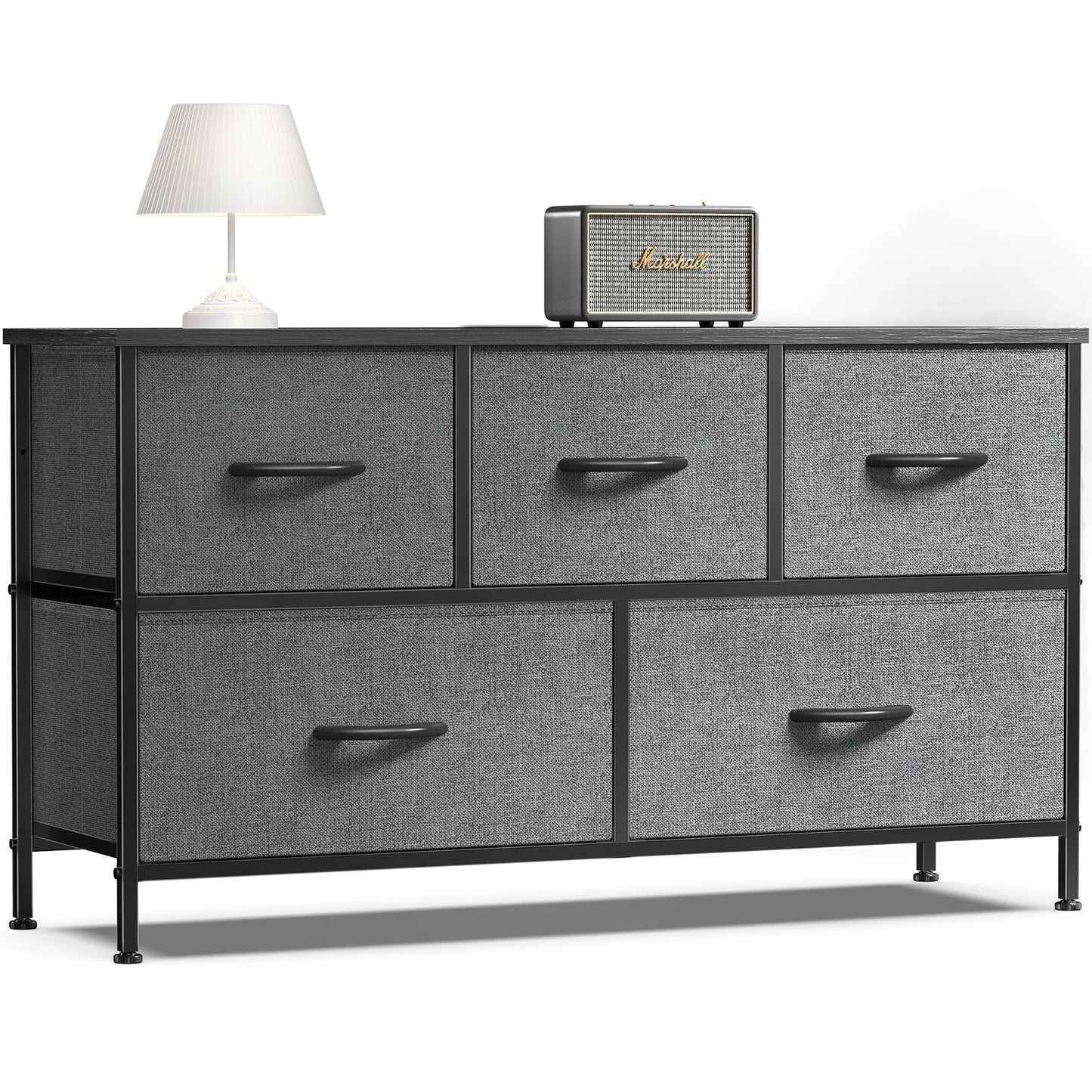 JHK Living Room Cabinet With 5 Fabric Drawers Steel Frame