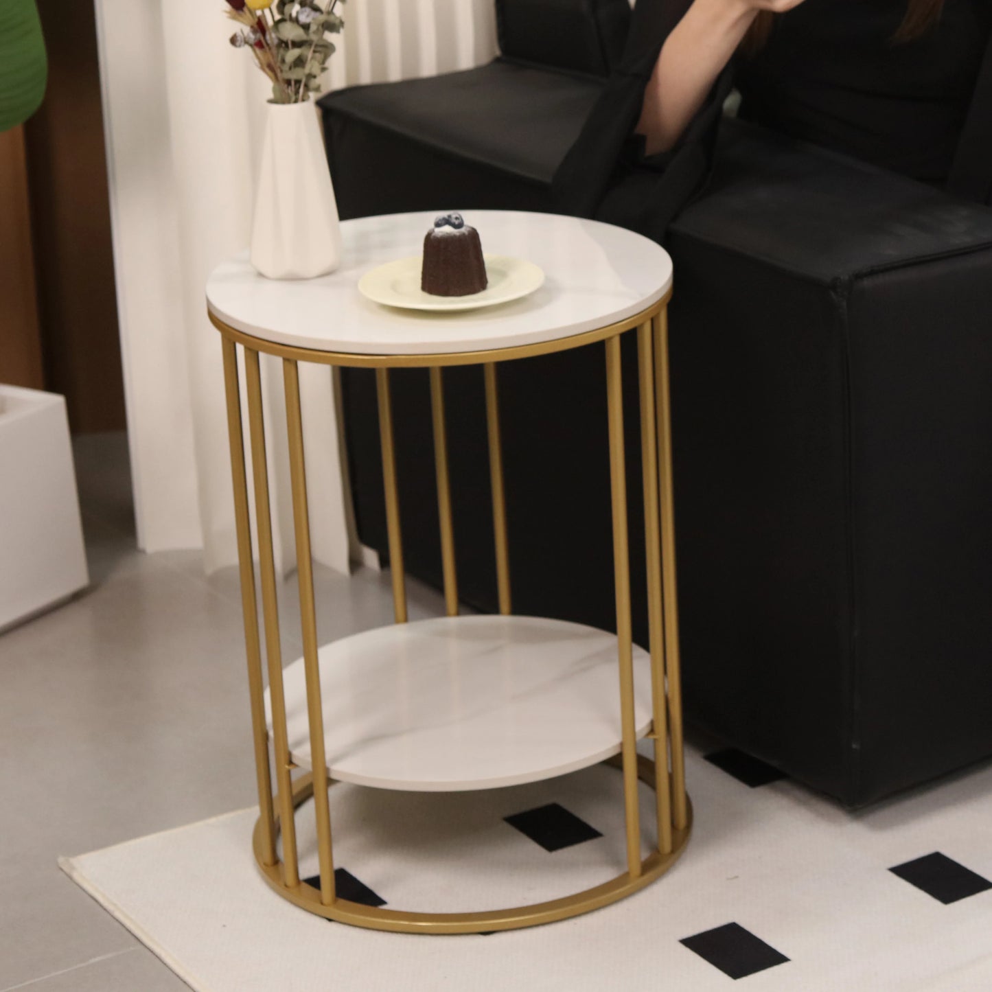 Wisfor Two Tier Marble Round Side Table