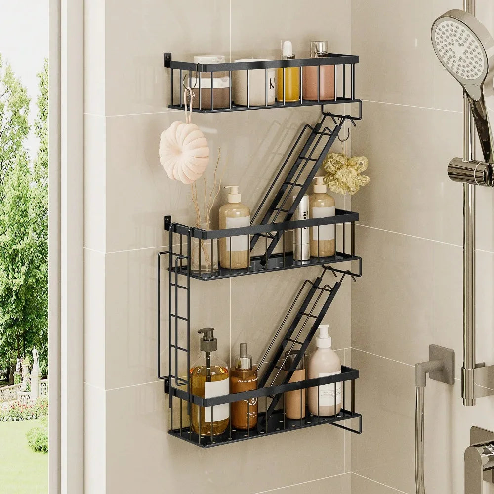 Tier Fire Escape Wall Shelf, New York Decorative Floating Shelf, Wall Art Ladder Shelf, Black Metal Trinket Shelves For