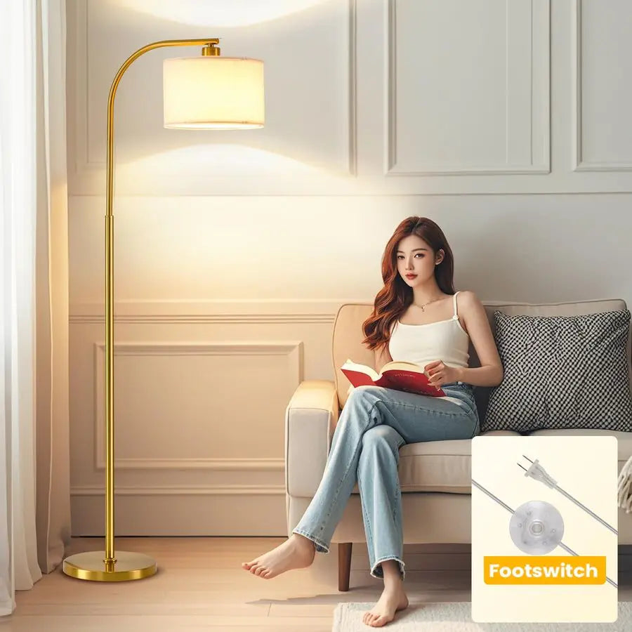 Modern Floor Lamp With Fabric Shade And Energy Efficient LED