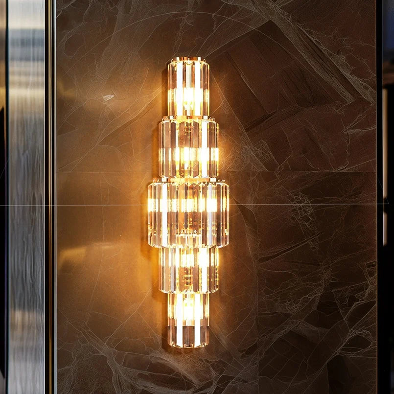 LUVODI Modern Crystal Wall Lamp 3-Layer Sconce With E14 LED