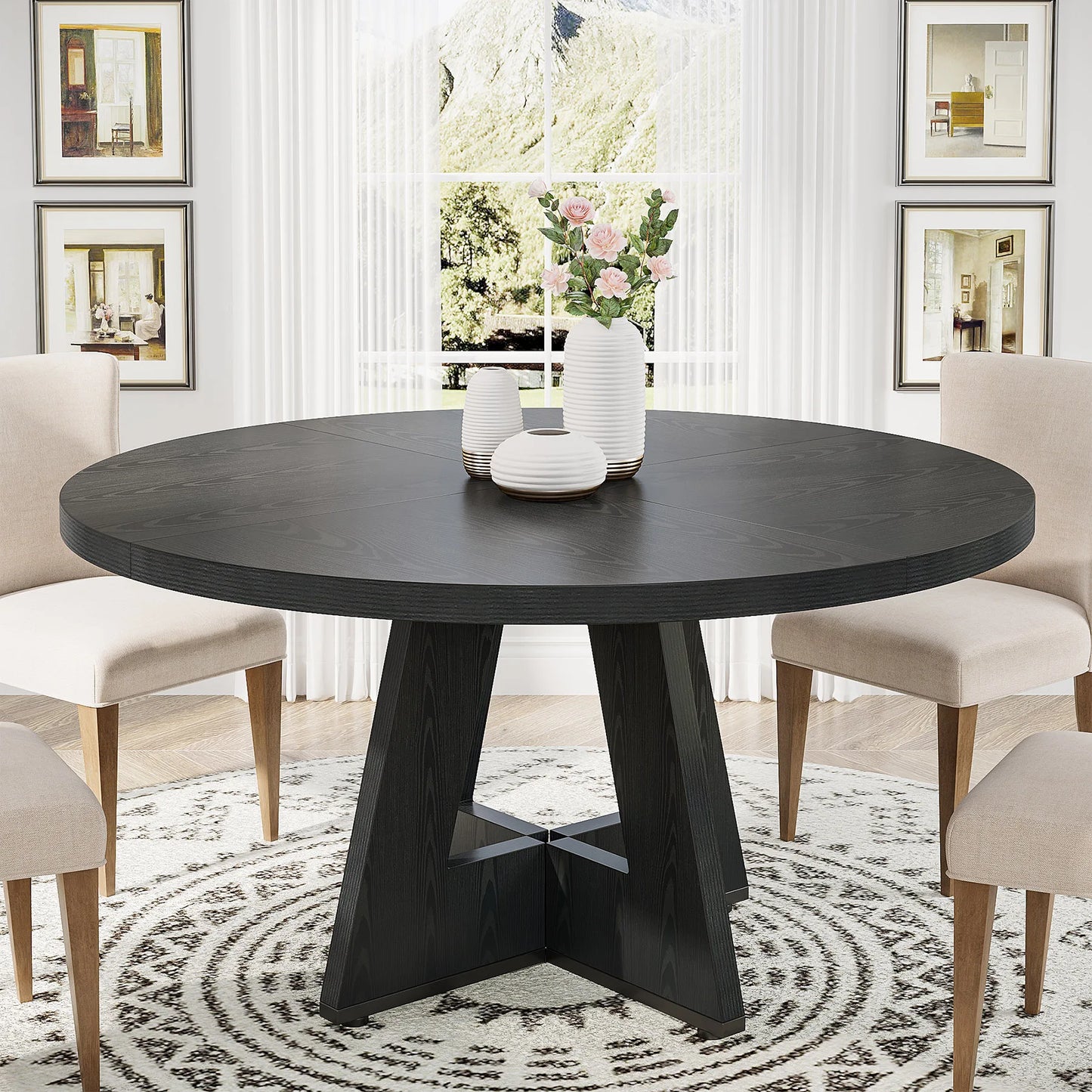 Tribesigns Round Dining Table For Kitchen And Dining Room