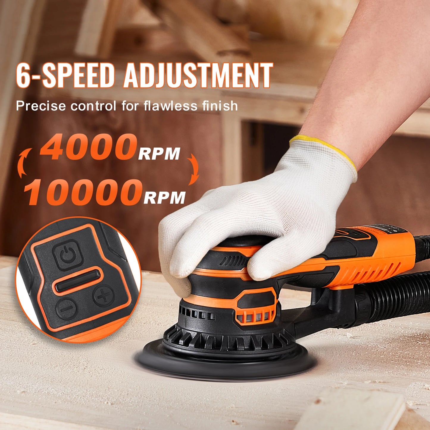 SucceBuy Random Orbital Sander Brushless 350W Variable Speed