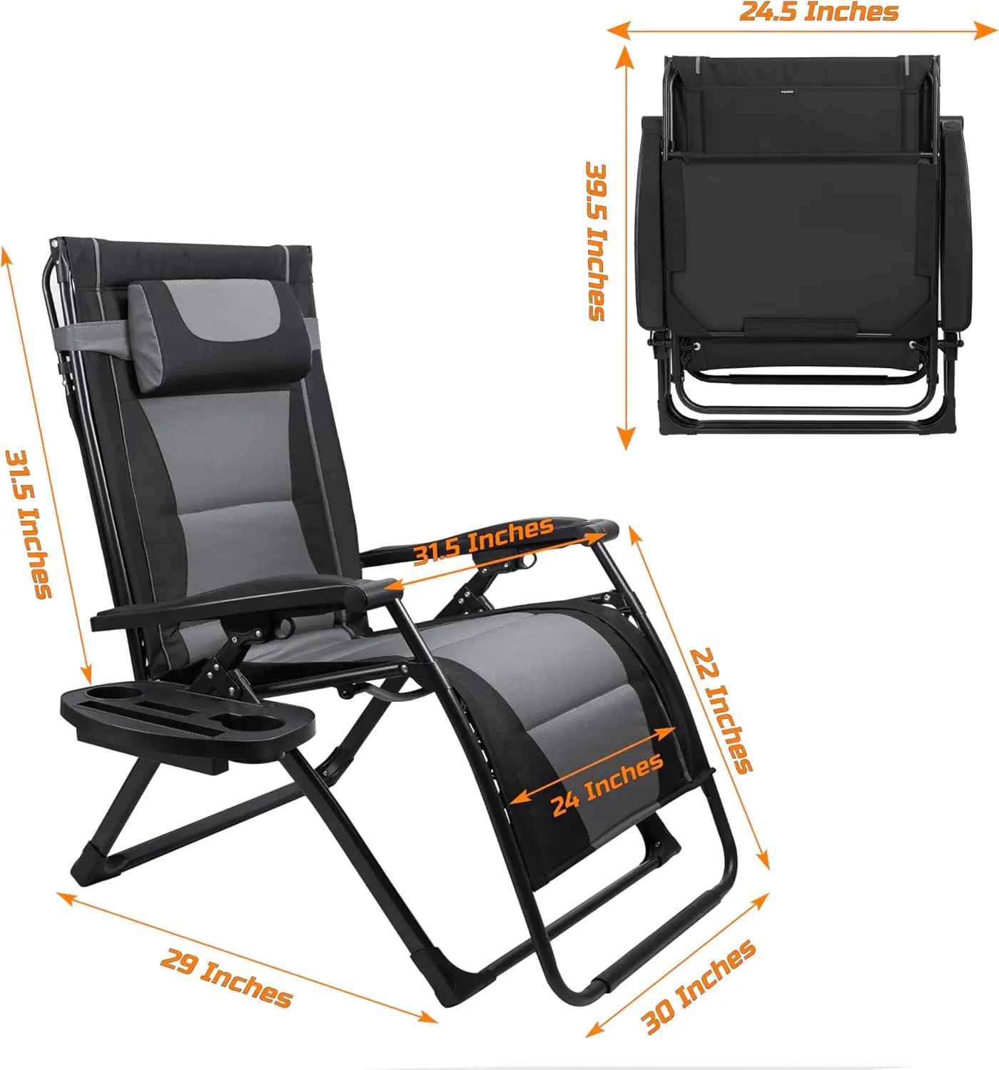 Zero Gravity Camping Recliner Chair With Sunshade And Padded Seat