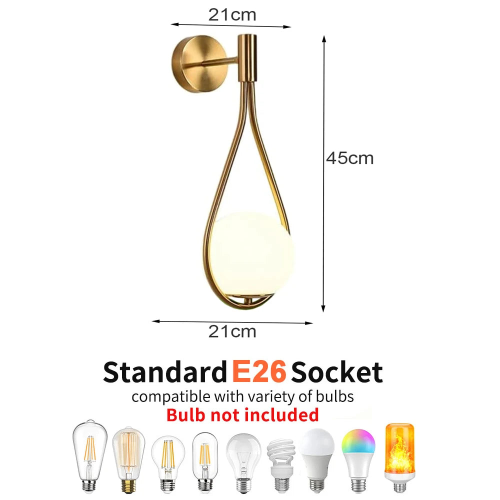 Riserva LED Indoor Wall Light Globe Lamp With Glass Shade