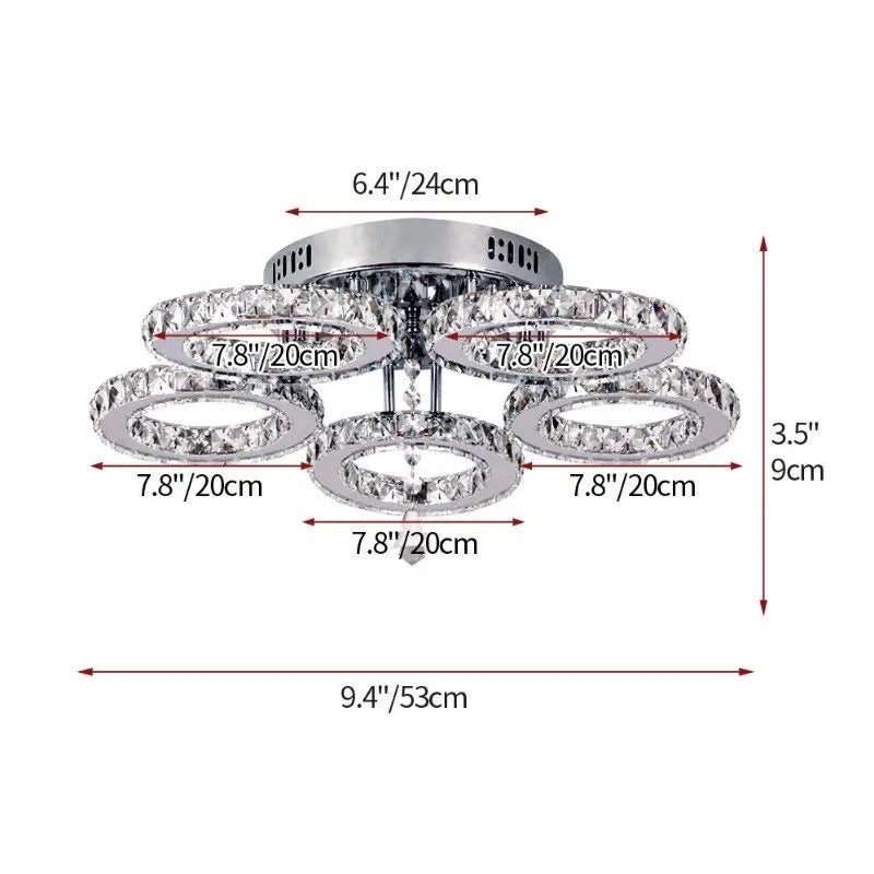 VETRULUS Modern Crystal Led Chandelier Ceiling Light