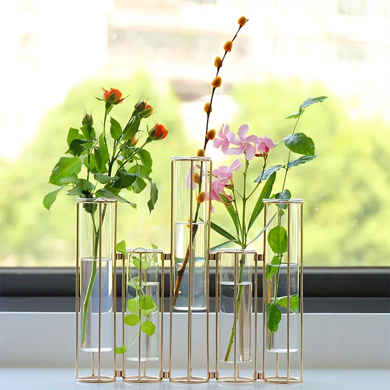 Test Tube Vase Set With Five Tubes Centerpiece Vase On Stand