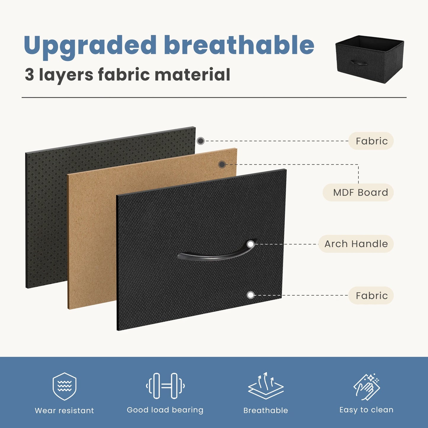 JHK Dresser With 7 Fabric Drawers Storage Cabinet For Bedroom