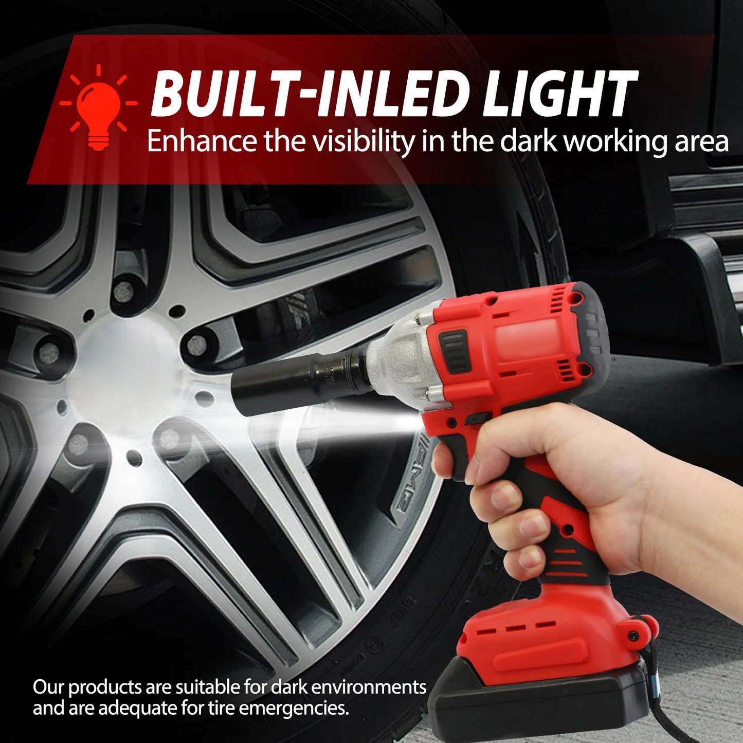 Brushless Cordless Impact Wrench Drill 1000Nm 20V With Battery