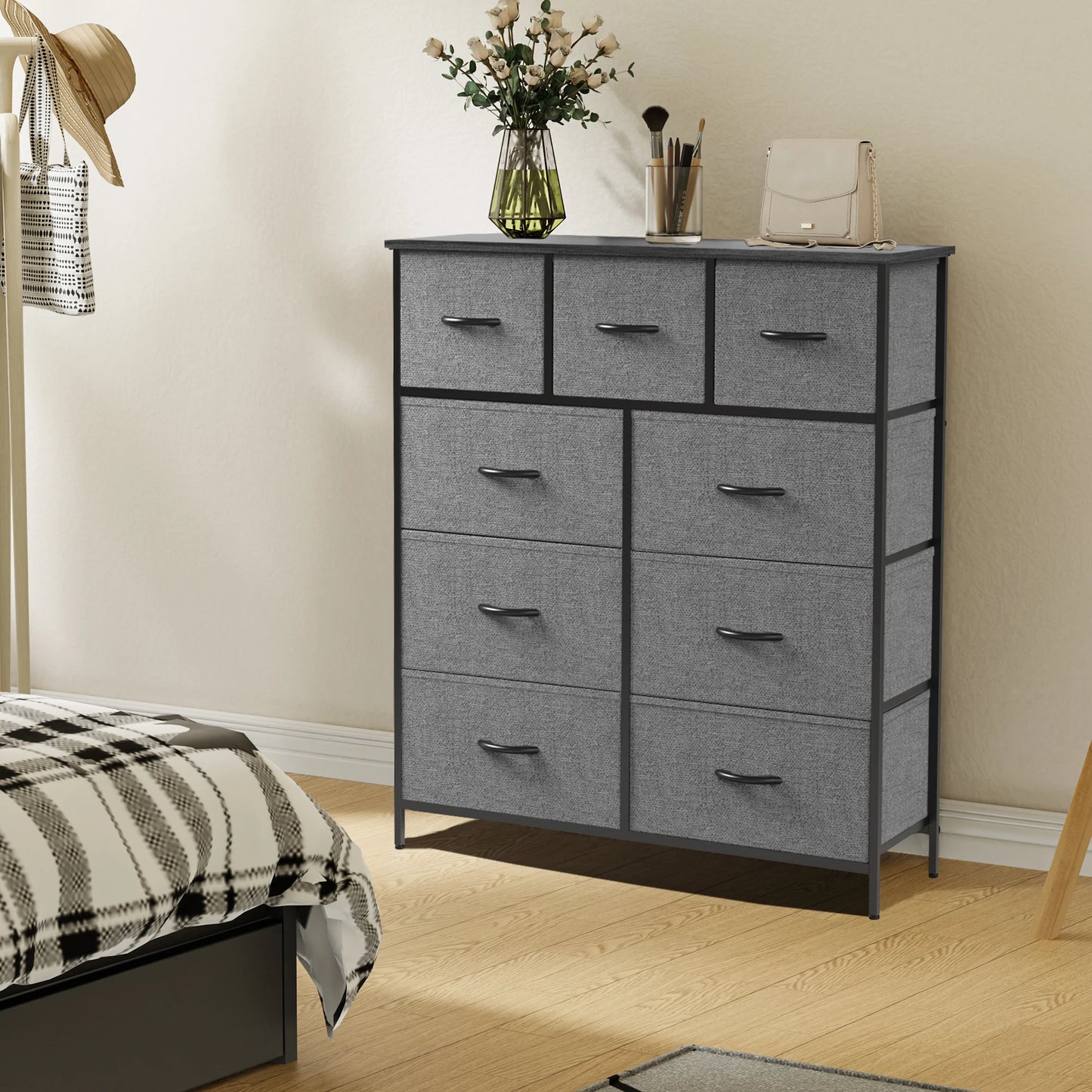 JHK Dresser Wardrobe With Nine Fabric Storage Drawers Modern Bedroom