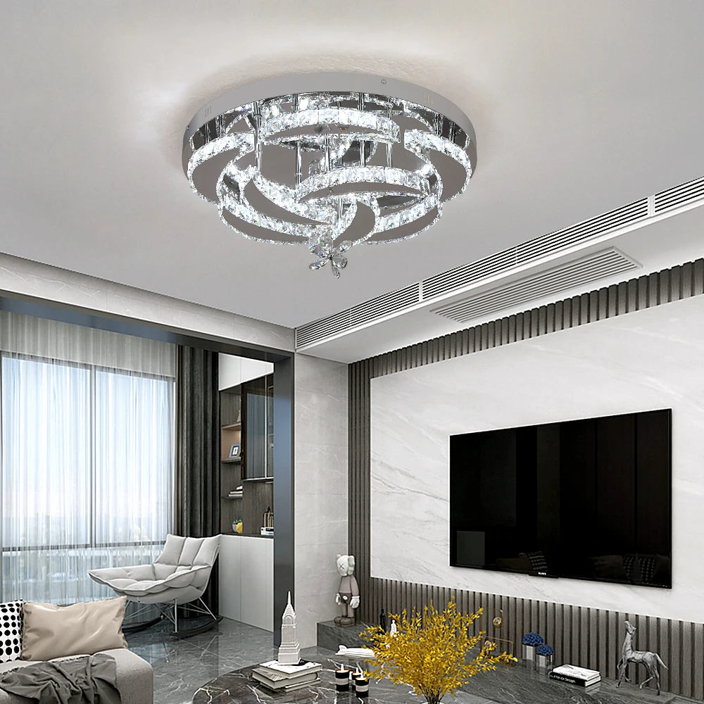 VETRULUS Luxury Crystal Chandelier Modern Ceiling Pendant Led Light