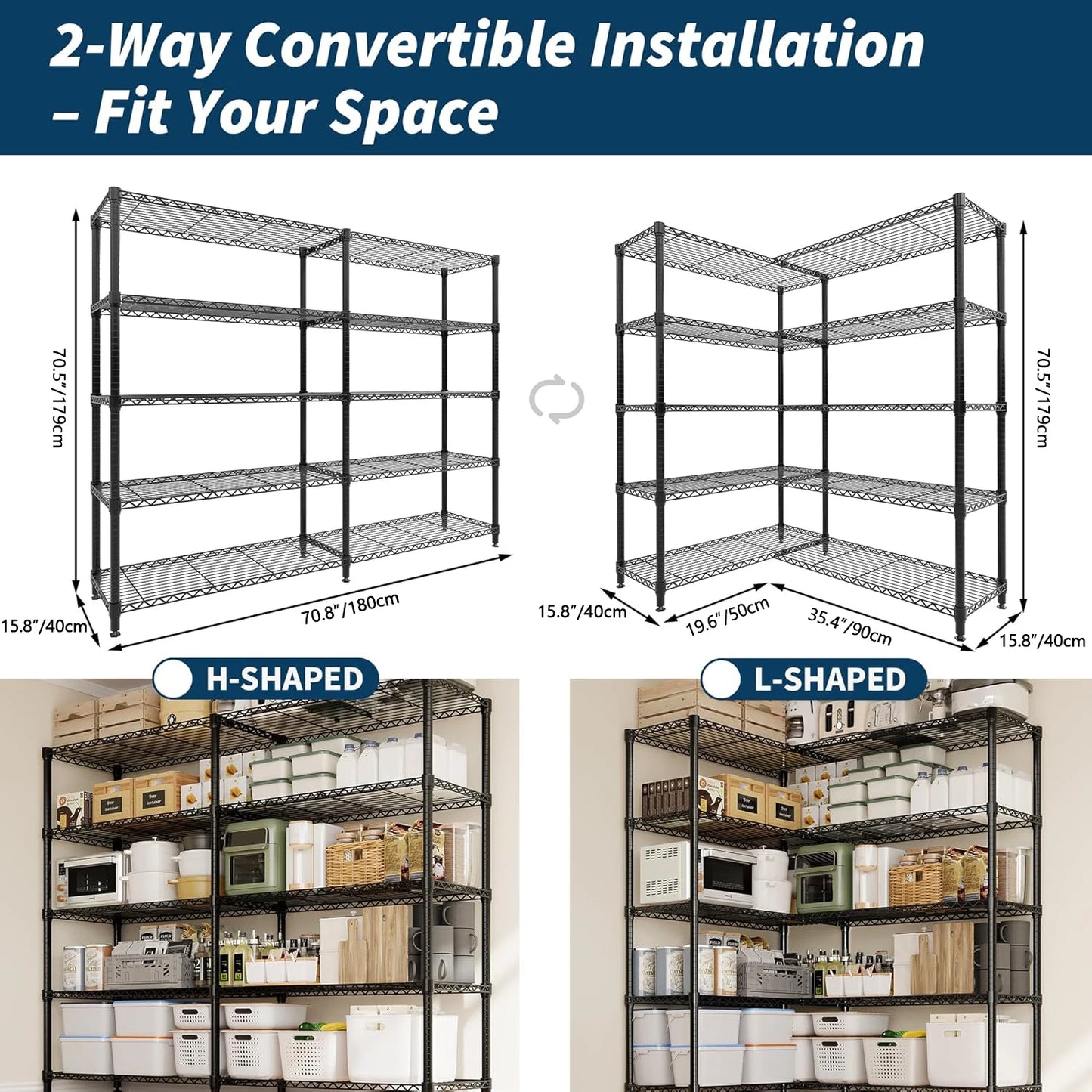 TWISTER.CK Heavy Duty Adjustable 5-Tier Storage Shelves Metal Unit