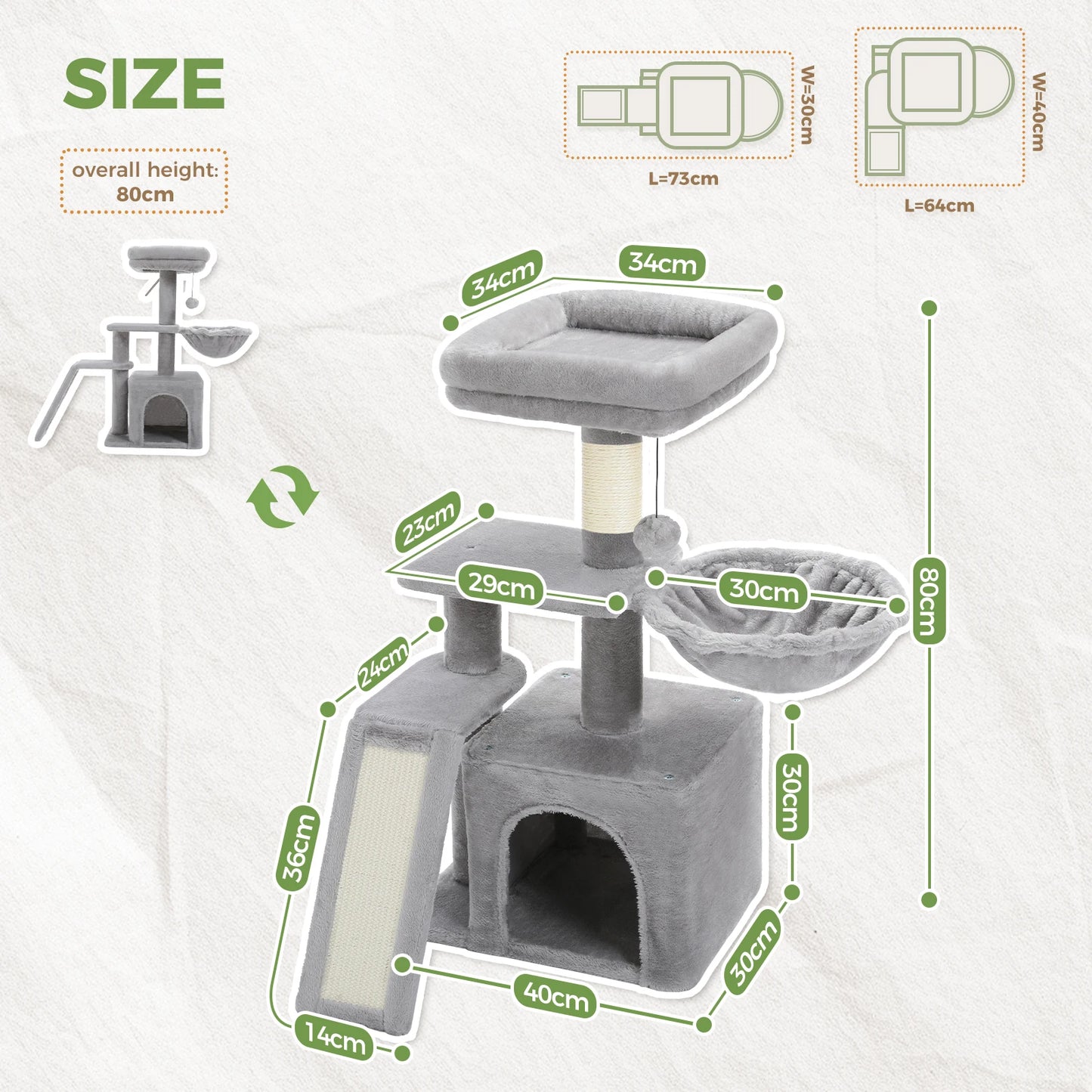 PAWZ Road Cat Tree Tower Indoor Cats Dual-Style Activity Scratcher