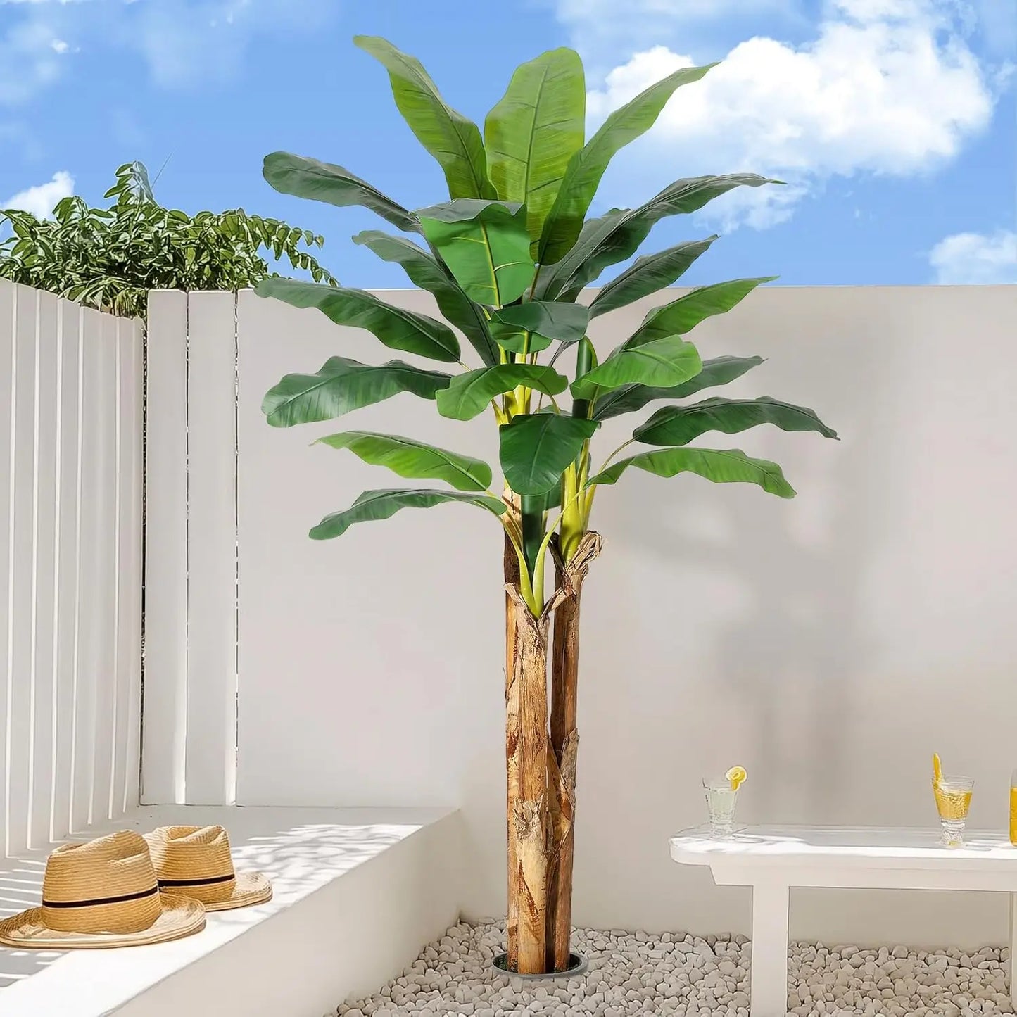 HiMISSCN Artificial Banana Tree With Realistic Leaves For Home Decor