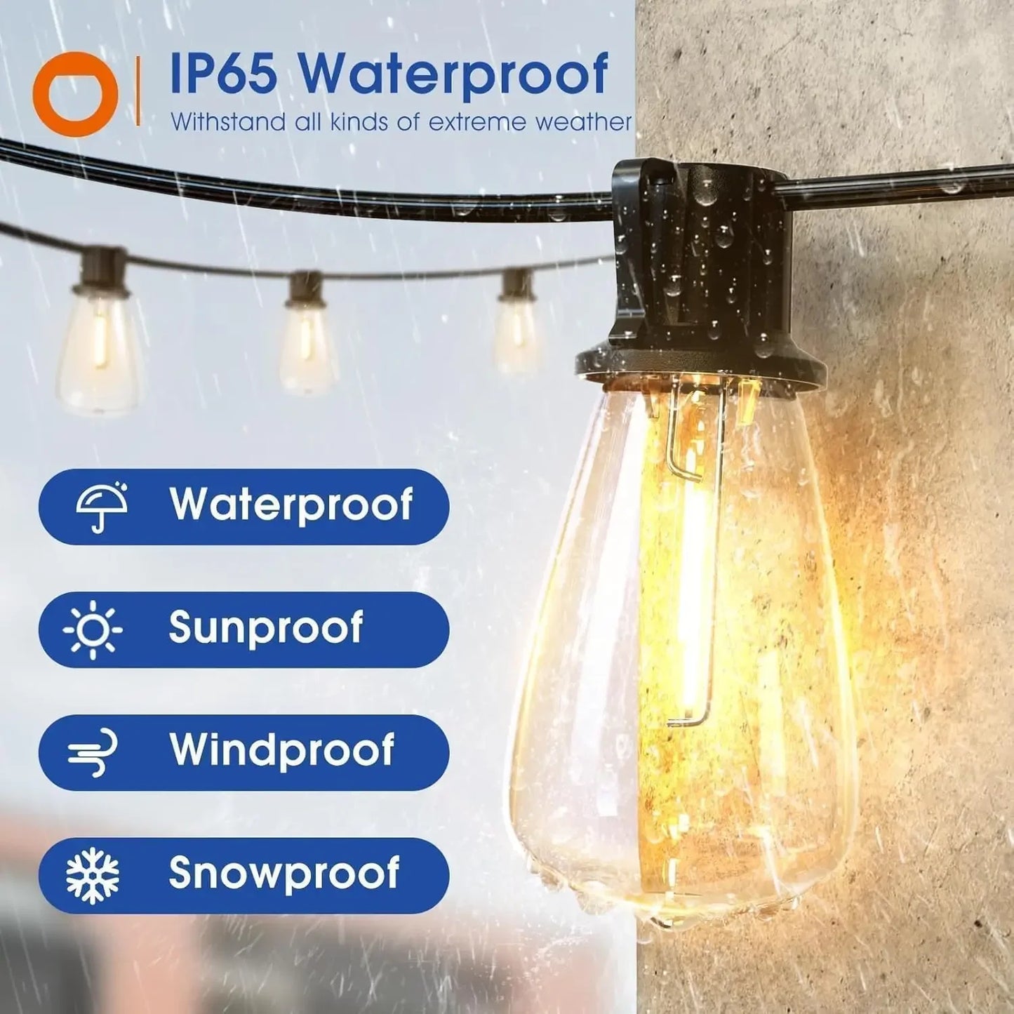 MIMIRGB LED Outdoor String Lights Waterproof Dimmable