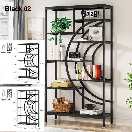 Tribesigns Industrial 5 Tier Etagere Bookcase Freestanding Display Shelf