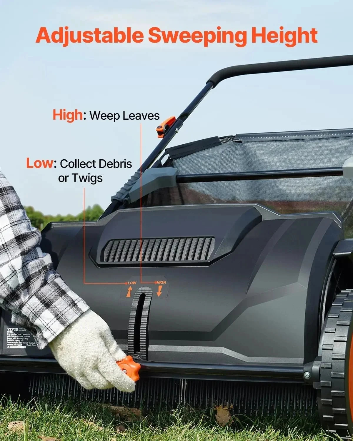 Push Lawn Sweeper With Heavy Duty Steel And Durable Wheels