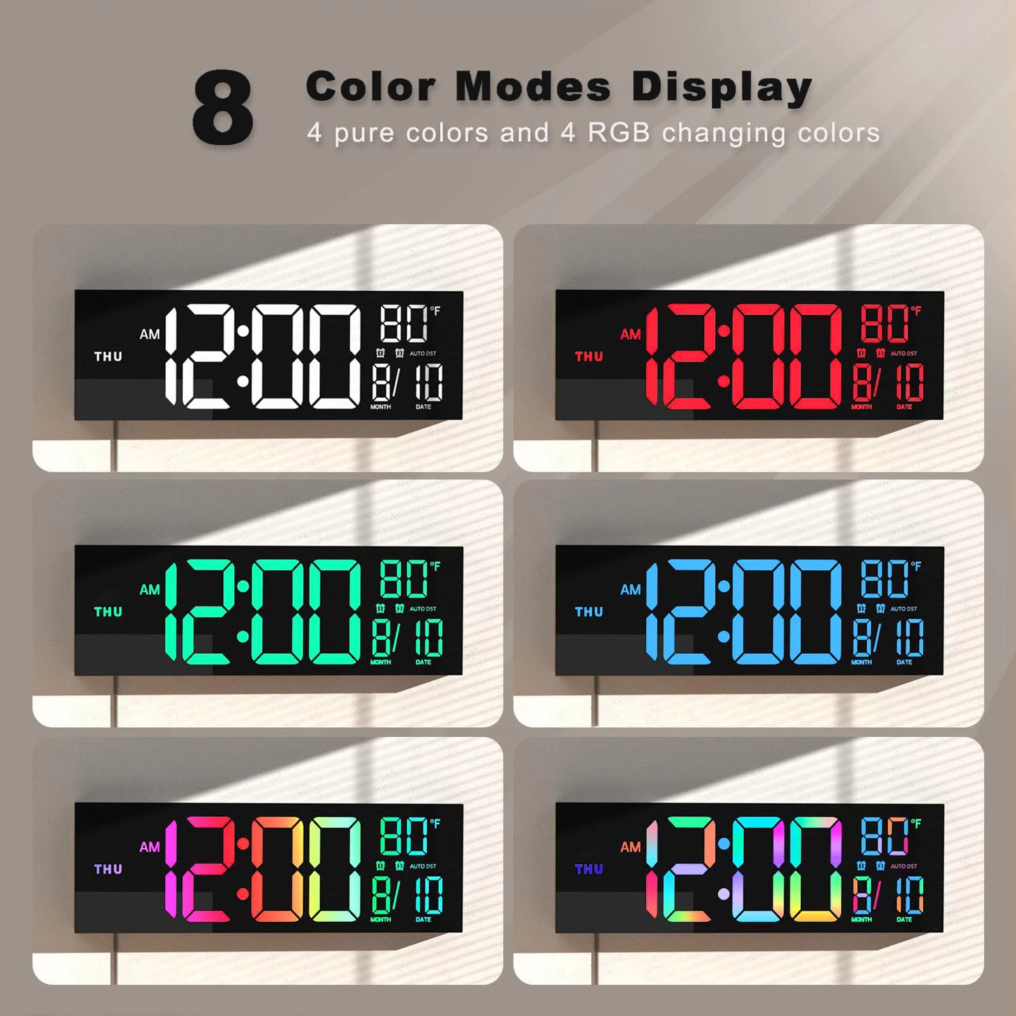 Digital Wall Clock With Remote Alarm Temperature Display