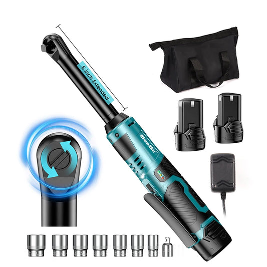 Seesii Cordless Electric Ratchet Wrench 12V 55Nm With Two Batteries