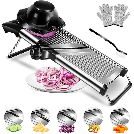 KYJG Stainless Steel Mandoline Slicer With 5 Interchangeable Blades