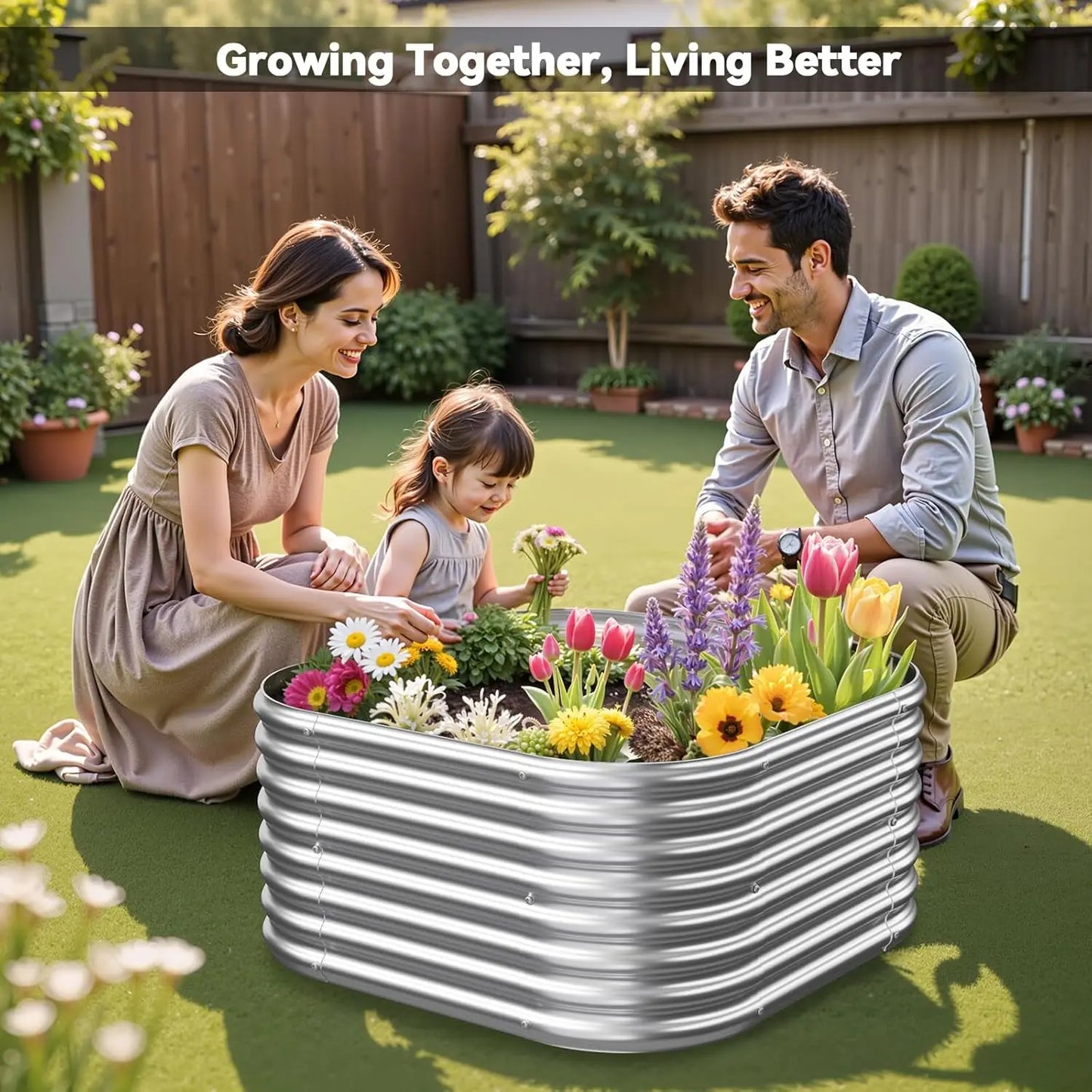 Galvanized Steel Raised Garden Beds 4 Pack For Outdoor Growing