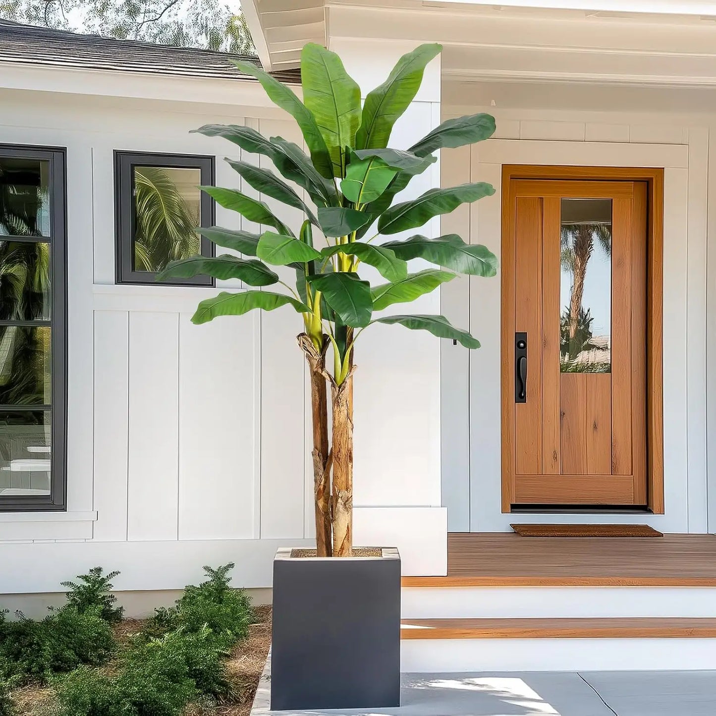 HiMISSCN Artificial Banana Tree With Realistic Leaves For Home Decor