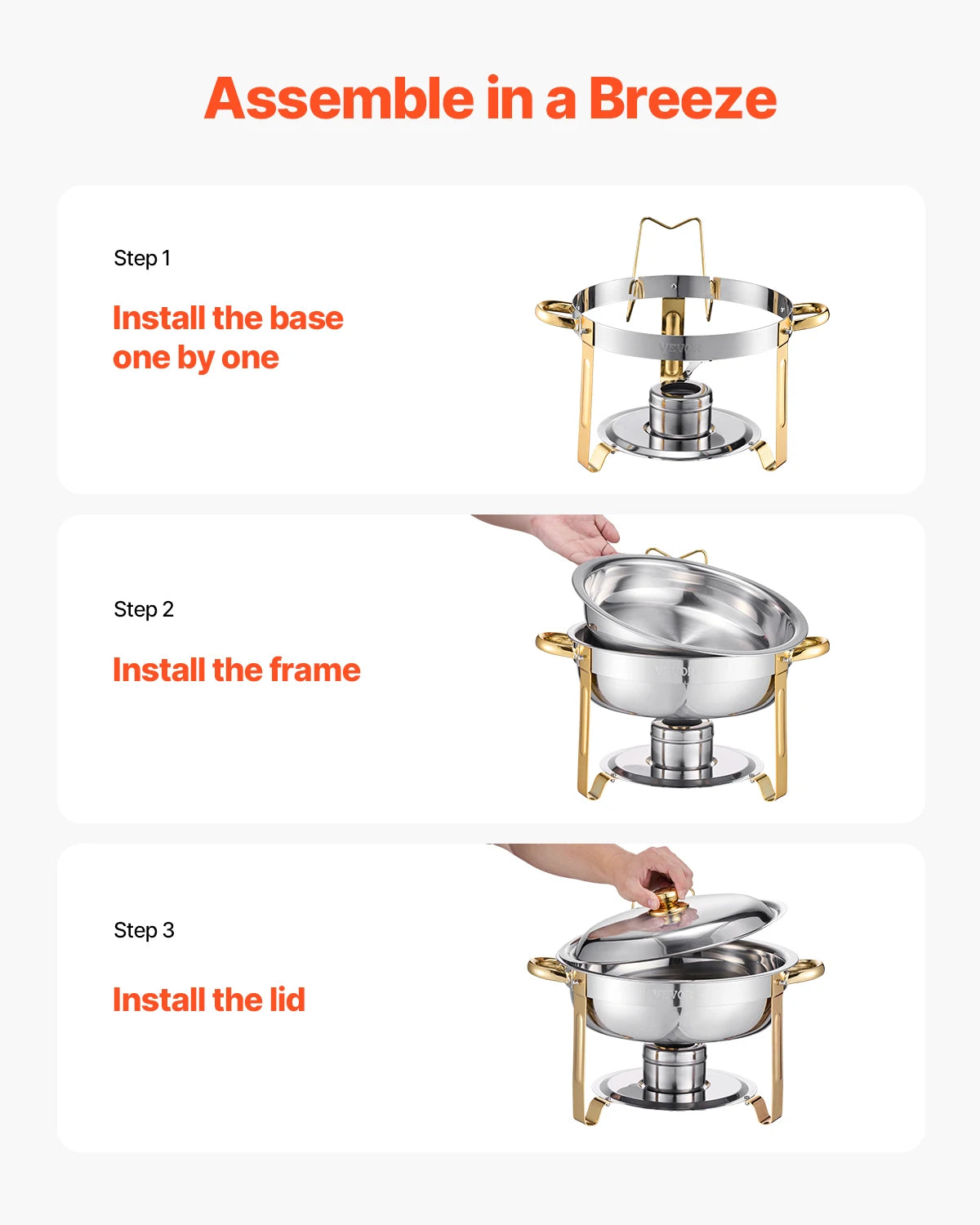 SucceBuy Four Pack Chafing Dish Buffet Set Stainless Steel Chafer Warmer
