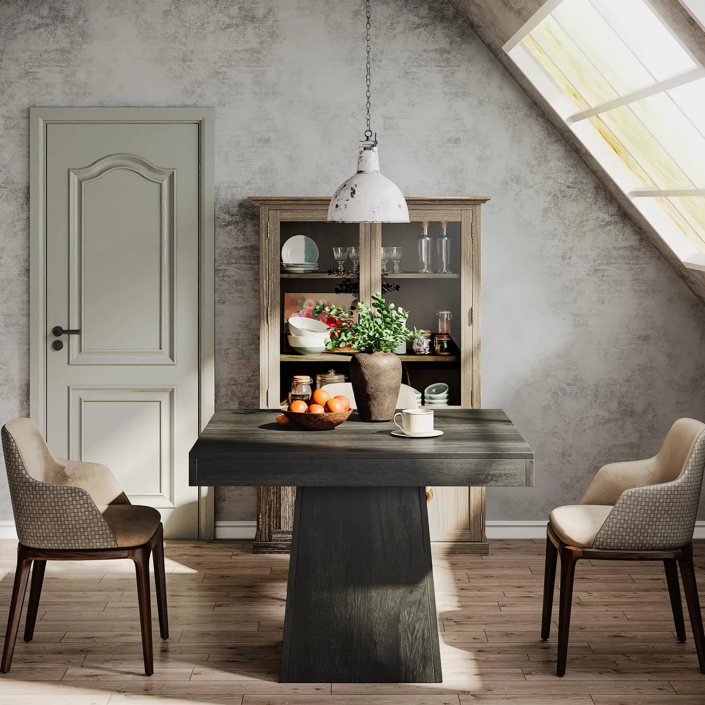 Tribesigns Square Dining Table For Four With Sturdy Pedestal Base