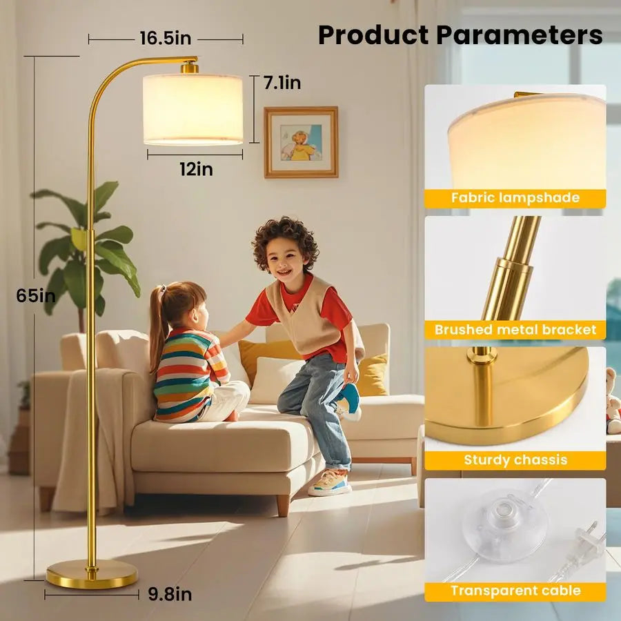 Modern Floor Lamp With Fabric Shade And Energy Efficient LED