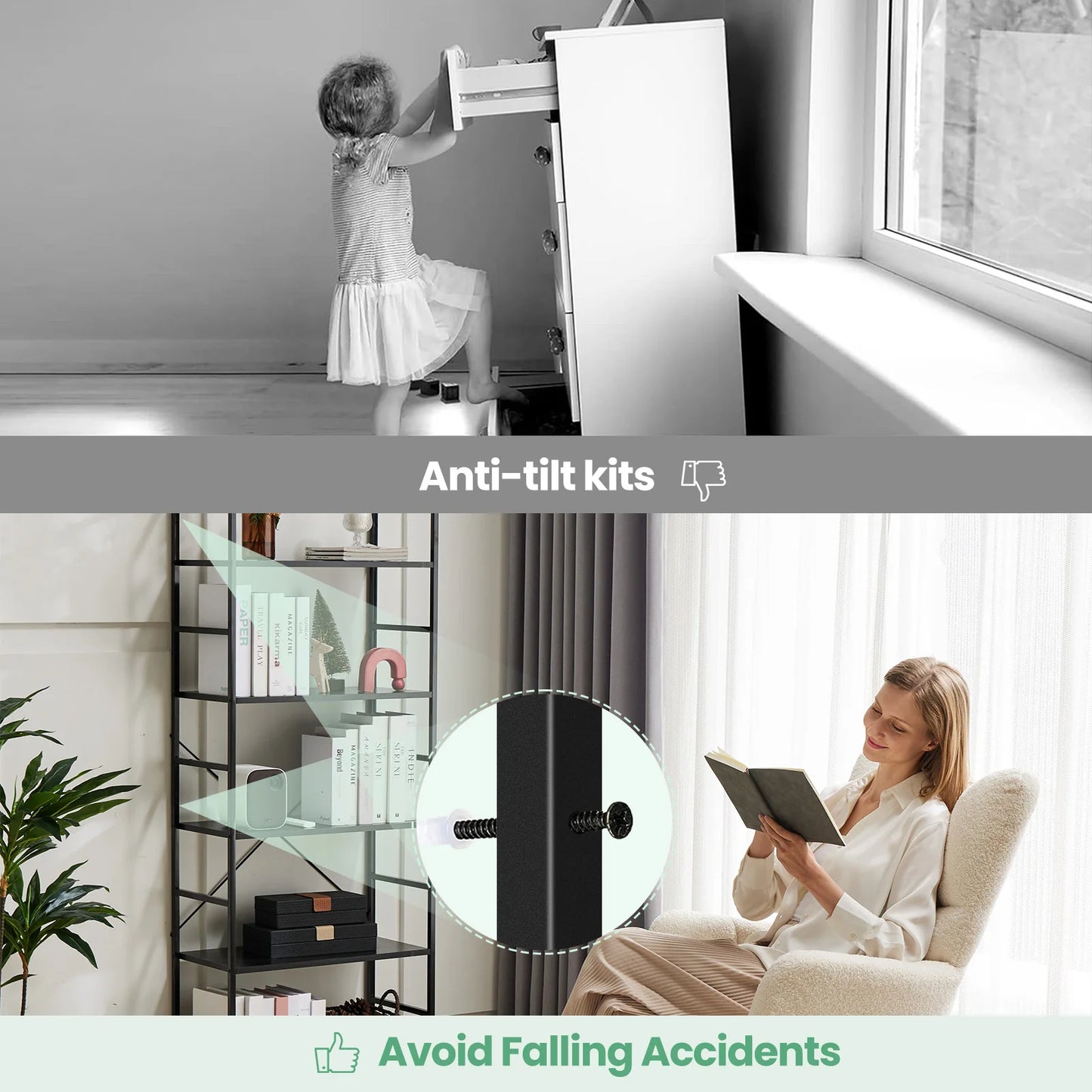 JHK 5 Tier Wooden Display Bookshelf for Living Room