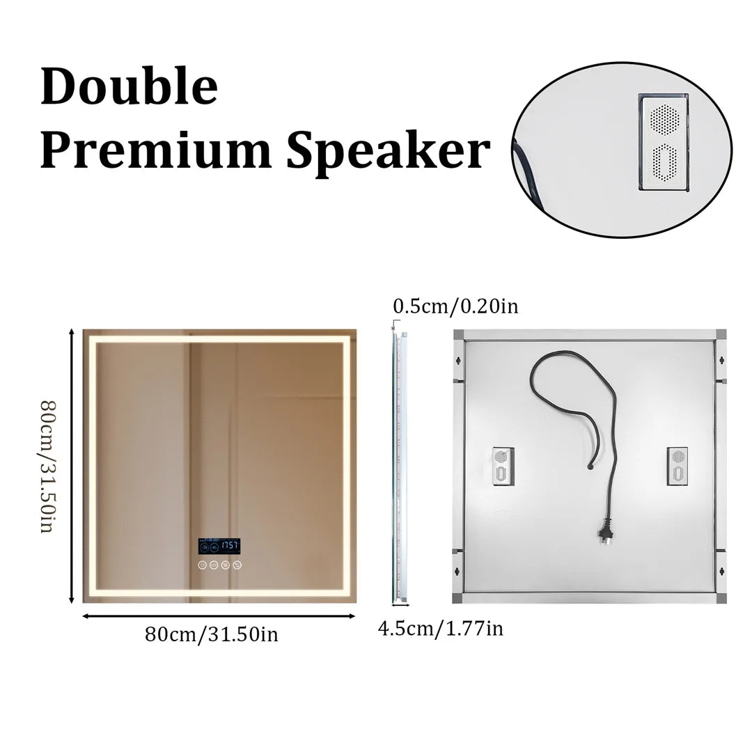 LUVODIC Fogless Illuminated Bluetooth Bathroom Mirror With Speaker