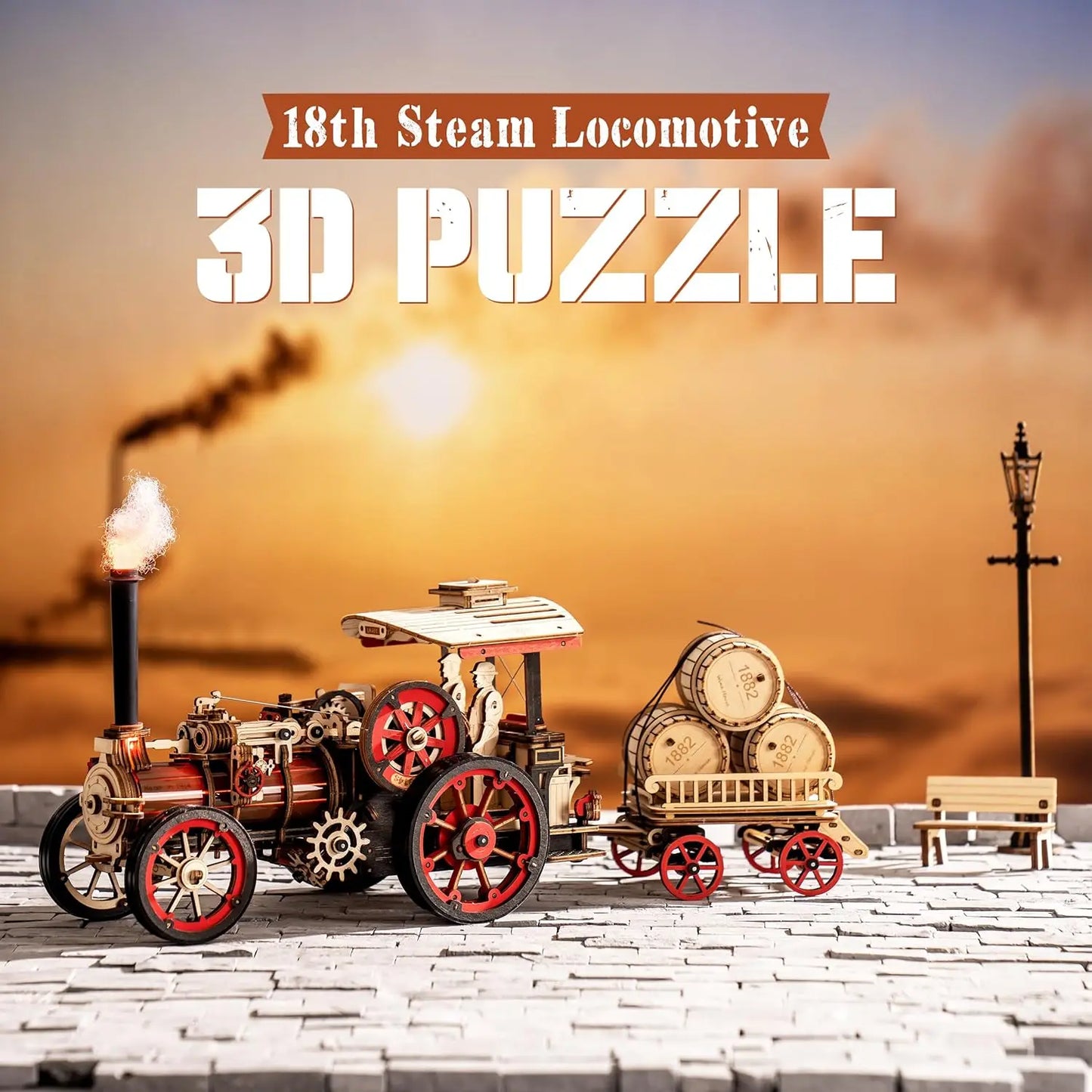 Robotime Steam Locomotive Model Kit 3D Wooden Puzzle