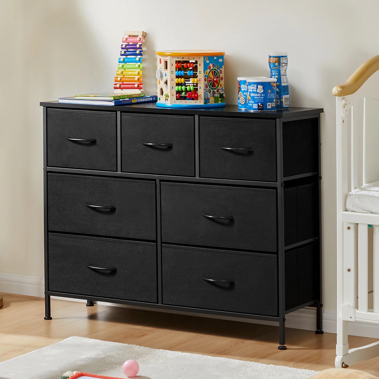 JHK Dresser With 7 Fabric Drawers Storage Cabinet For Bedroom