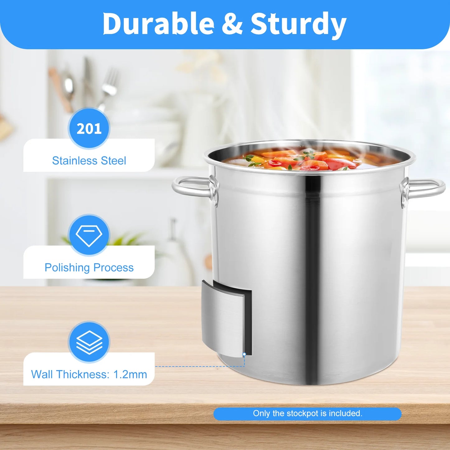 Stainless Steel Soup Pot With Cover And Ergonomic Handles