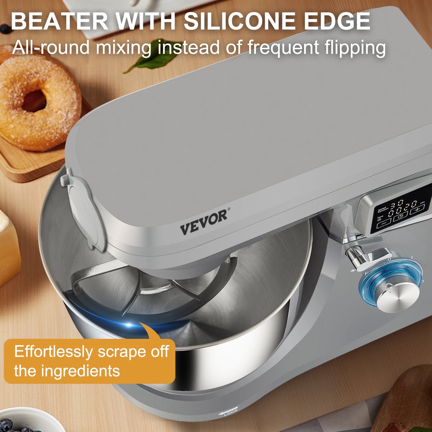 VEVOR 5-In-1 Stand Mixer With LCD Screen Dough Hook