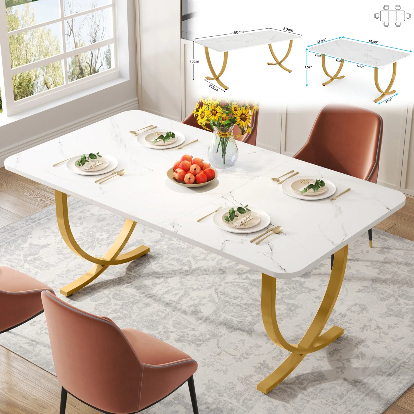 Tribesigns Modern Dining Table For 4 To 6 People Deluxe