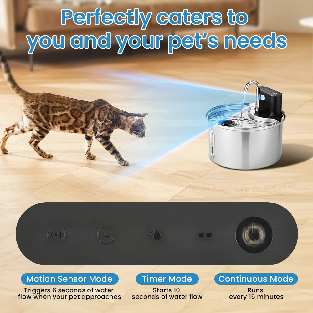 Cityflee Stainless Steel Cat Sensor Wireless Smart Water Fountain