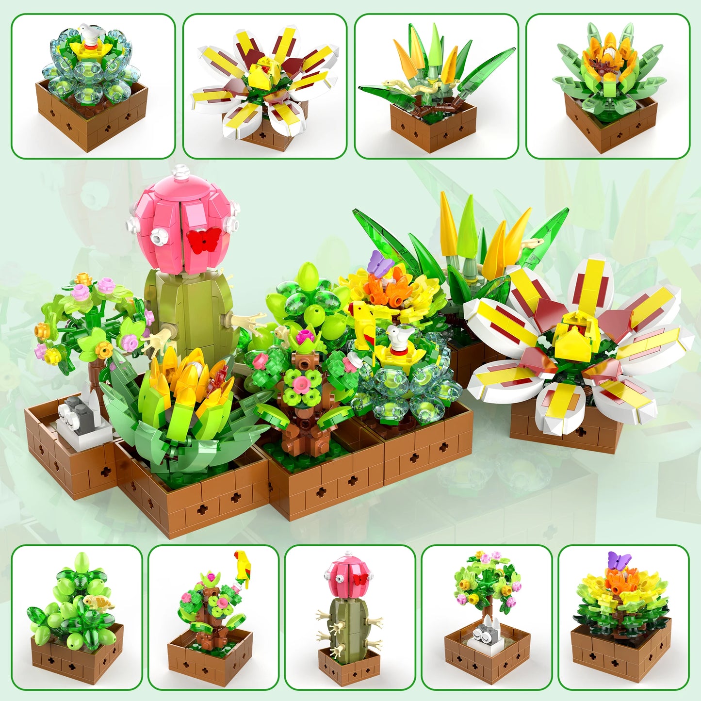 Educiro Flower Plant Bonsai Building Set For Home Decoration