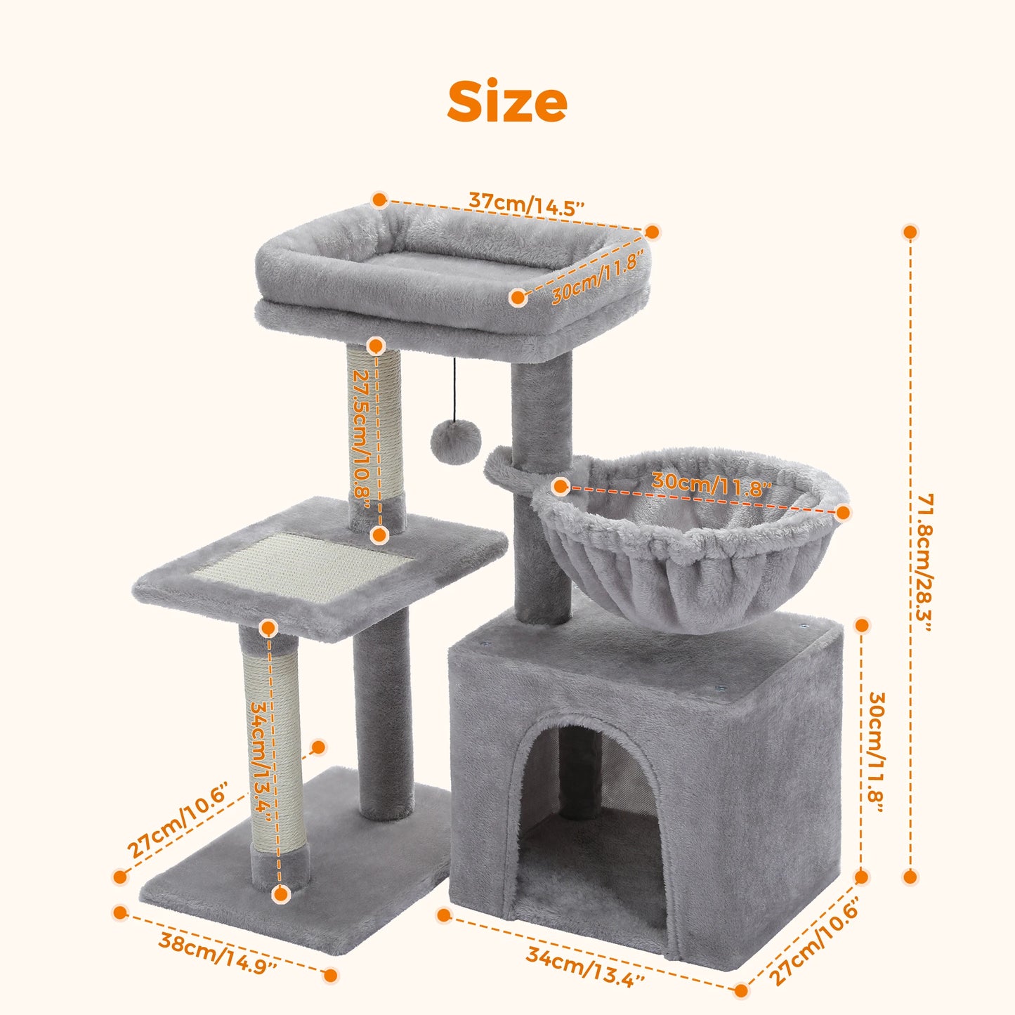 PAWZ Road Cat Tree Tower Indoor Cats Dual-Style Activity Scratcher