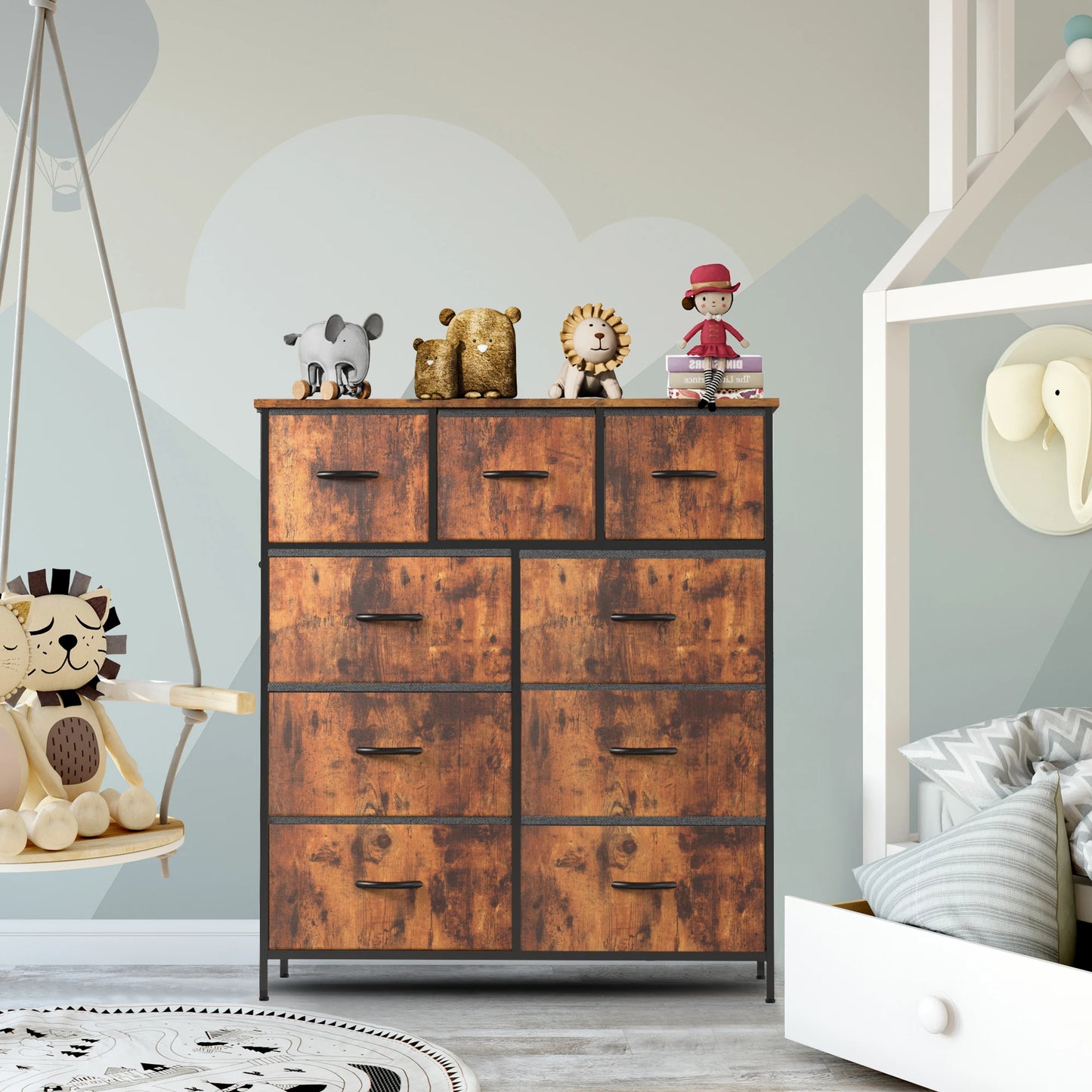 JHK Dresser Wardrobe With Nine Fabric Storage Drawers Modern Bedroom