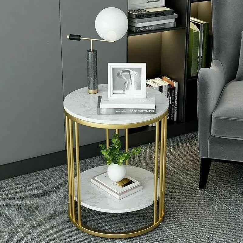 Wisfor Two Tier Marble Round Side Table