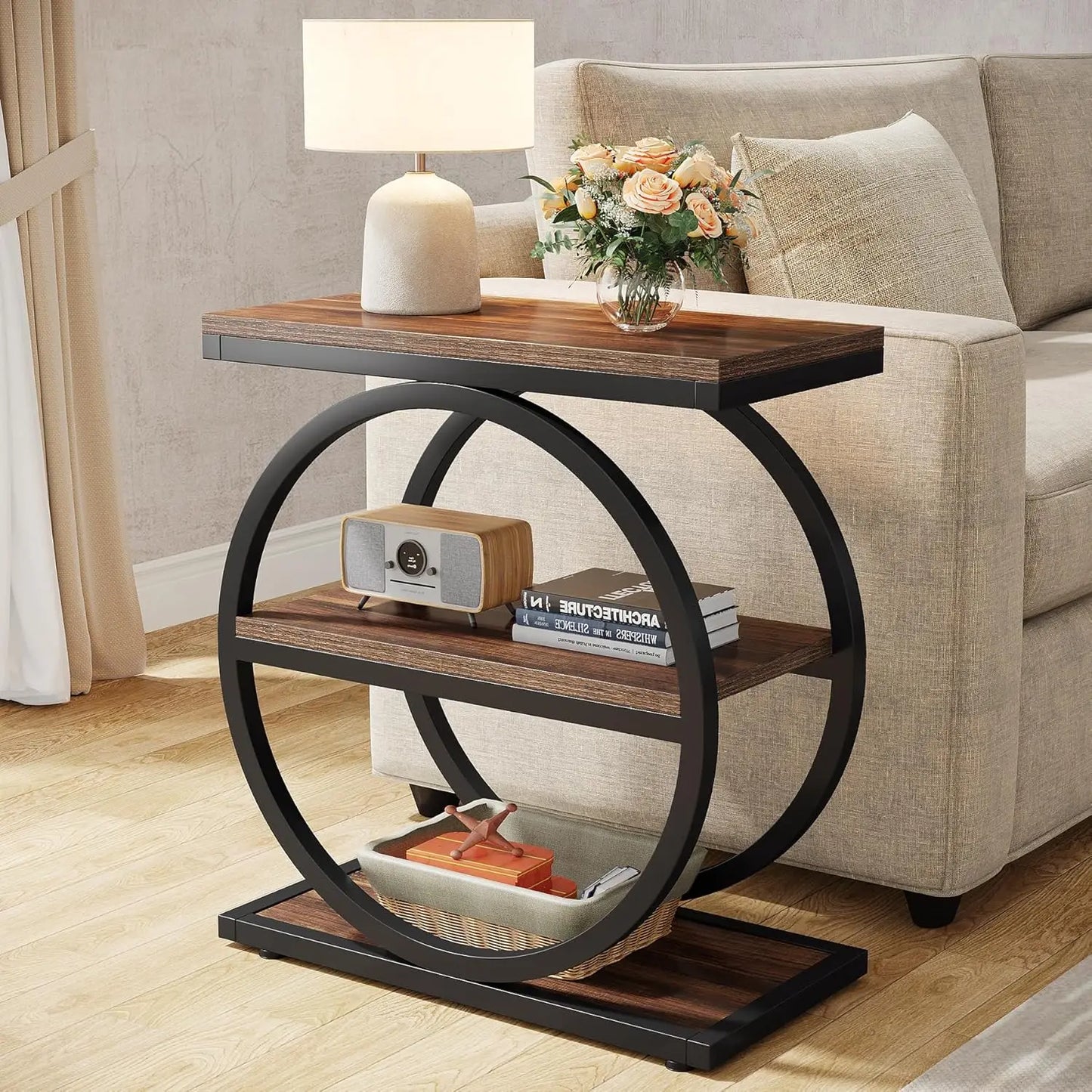 Tribesigns End Table 3 Tier Side Table With Metal Frame