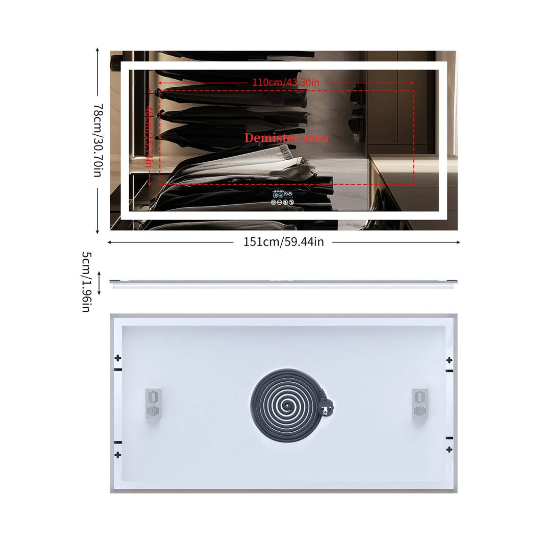 BORWART Smart LED Vanity Mirror with Bluetooth and Anti Fog