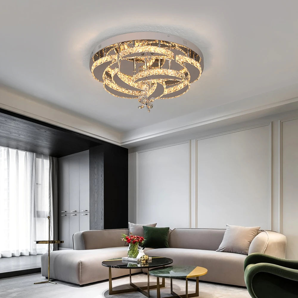 VETRULUS Luxury Crystal Chandelier Modern Ceiling Pendant Led Light