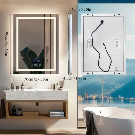 BORWART Smart LED Bathroom Mirror With Bluetooth Speaker Anti Fog