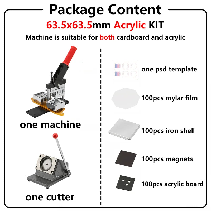 Fridge Magnet Button Making Machine With Cutter And Materials Set