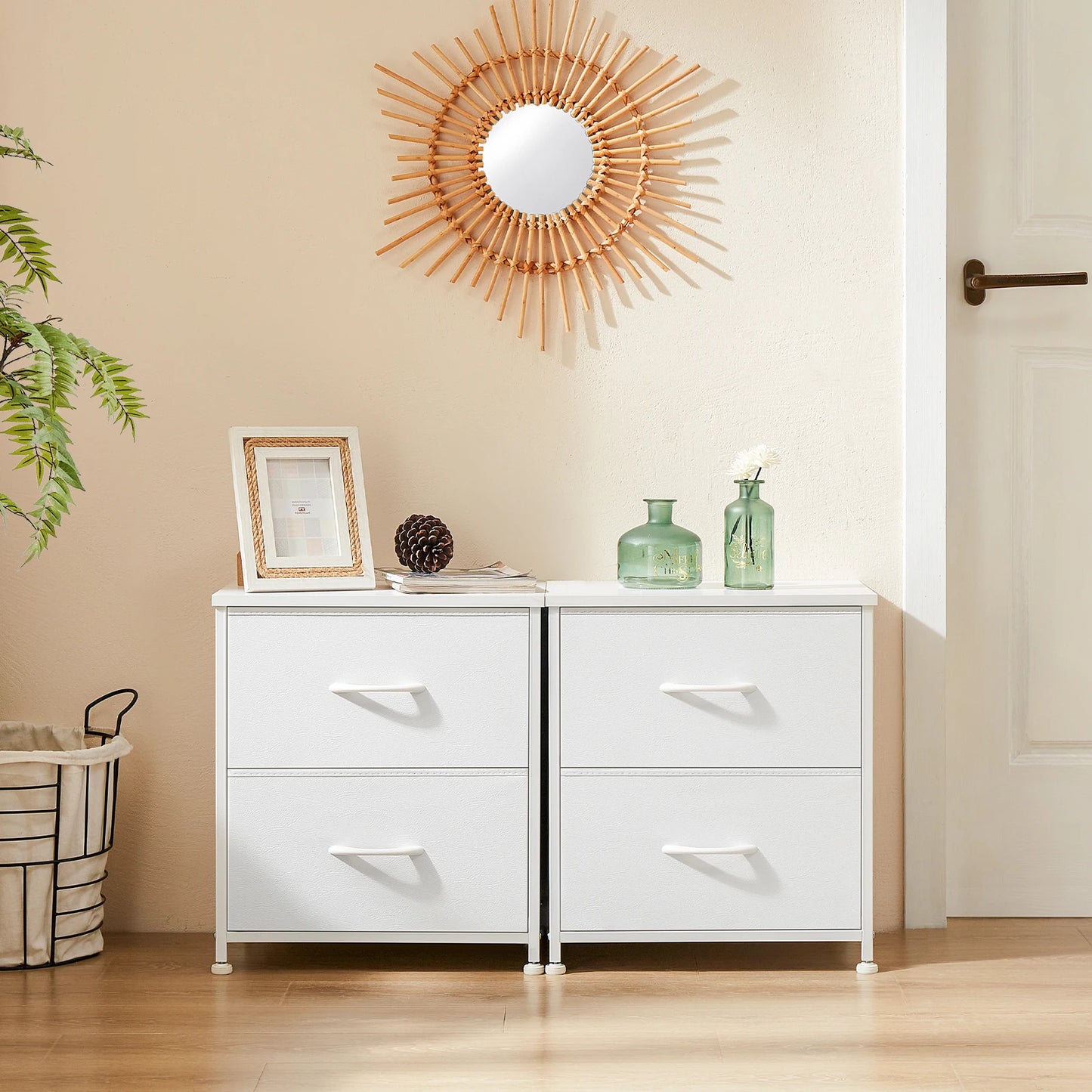 JHK Nightstand Bedside Table With Storage Drawers