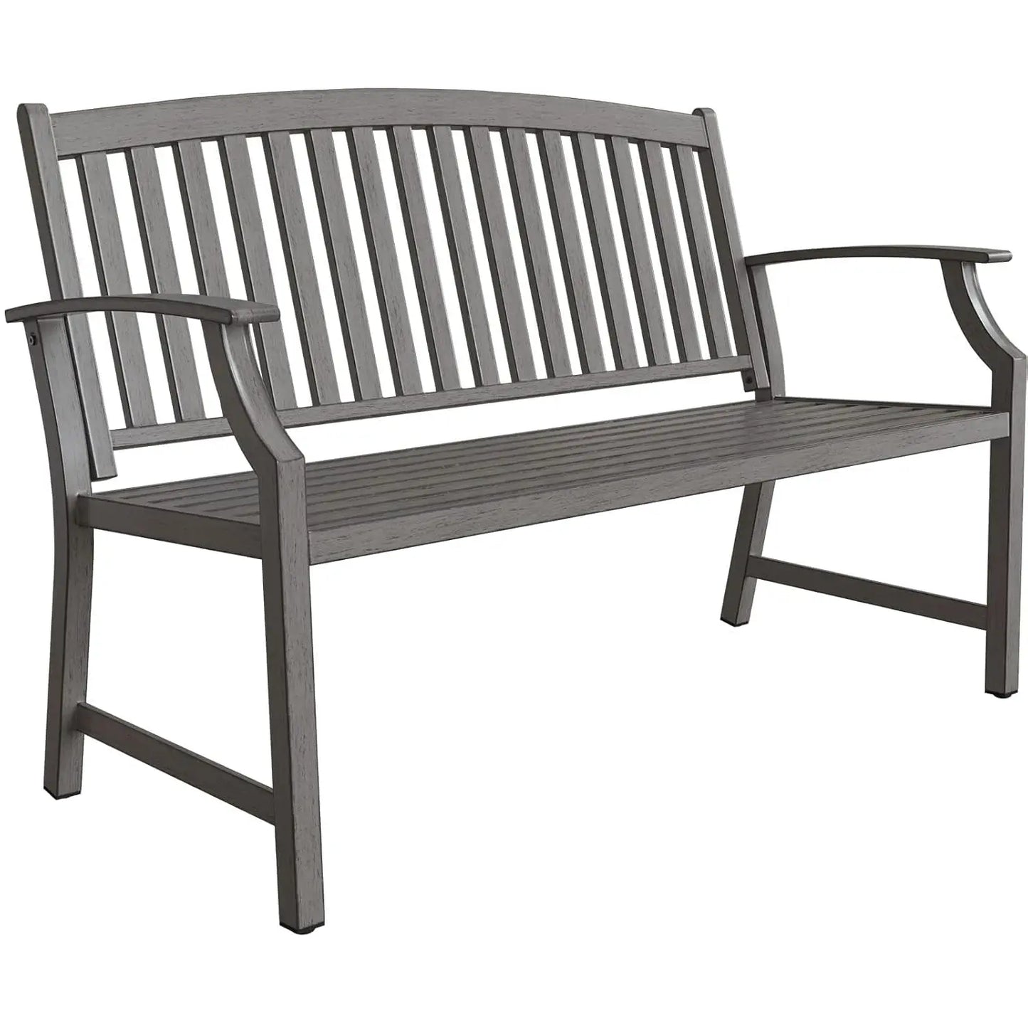 52" Outdoor Bench Rust-Free Metal Frame Aluminum Backrest Faux Wood Finish Patio Garden Porch, Customized