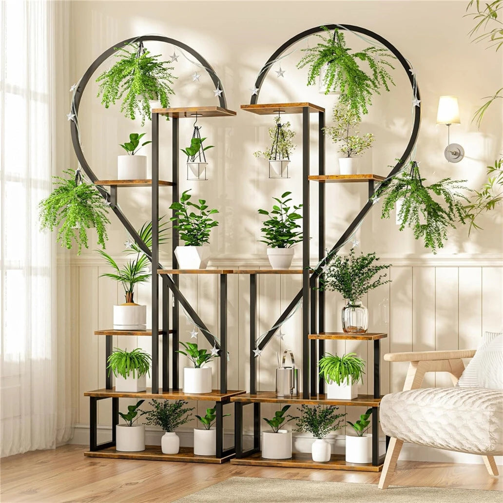 Wisfor Half Heart Shaped Plant Stand Six Tier Display Rack